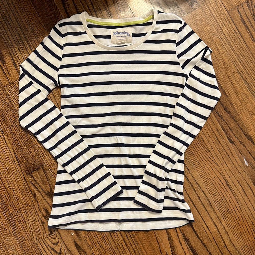 Girls long sleeve navy stripe shirt